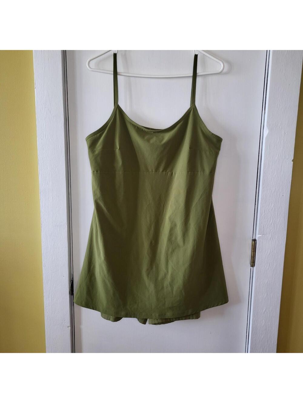 Fabletics athletic dress olive green  spaghetti straps built-in bodysuit  Large